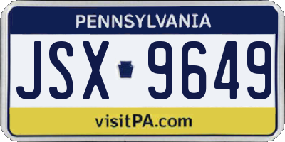 PA license plate JSX9649