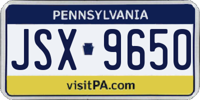 PA license plate JSX9650