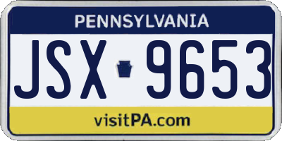 PA license plate JSX9653