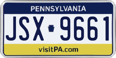 PA license plate JSX9661