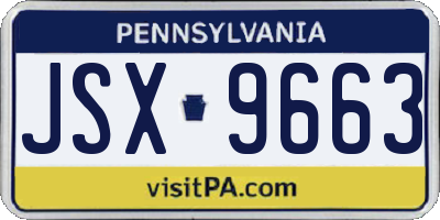 PA license plate JSX9663