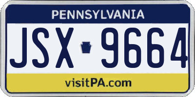PA license plate JSX9664