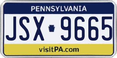 PA license plate JSX9665