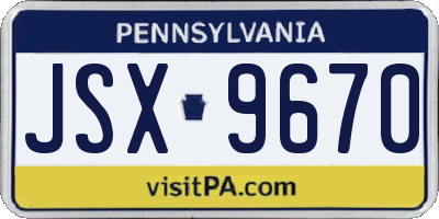 PA license plate JSX9670