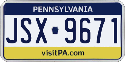 PA license plate JSX9671