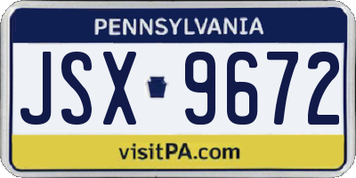 PA license plate JSX9672