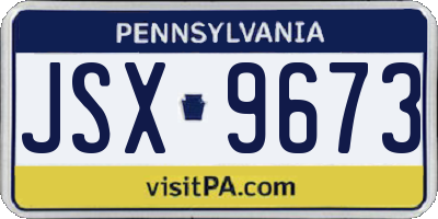 PA license plate JSX9673