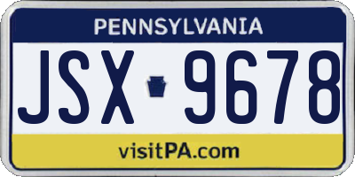 PA license plate JSX9678