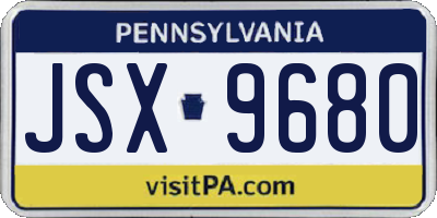 PA license plate JSX9680