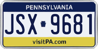 PA license plate JSX9681