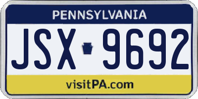 PA license plate JSX9692