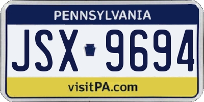 PA license plate JSX9694