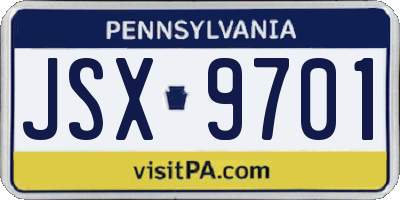 PA license plate JSX9701