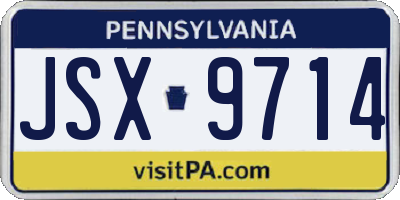 PA license plate JSX9714