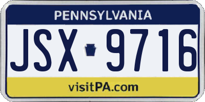 PA license plate JSX9716
