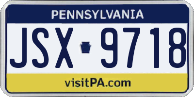 PA license plate JSX9718
