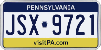 PA license plate JSX9721