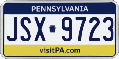PA license plate JSX9723