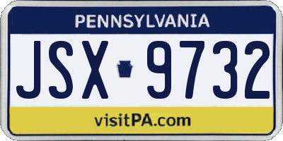 PA license plate JSX9732