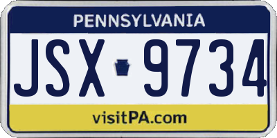 PA license plate JSX9734