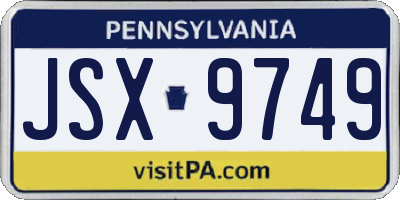PA license plate JSX9749