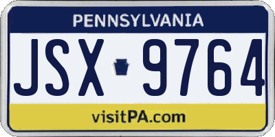 PA license plate JSX9764