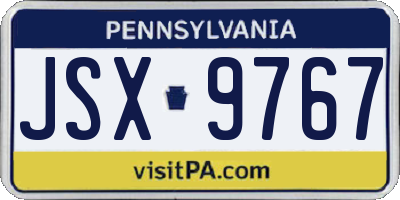 PA license plate JSX9767