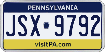 PA license plate JSX9792