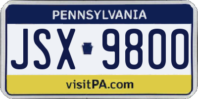 PA license plate JSX9800