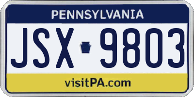 PA license plate JSX9803