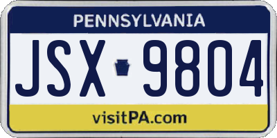 PA license plate JSX9804