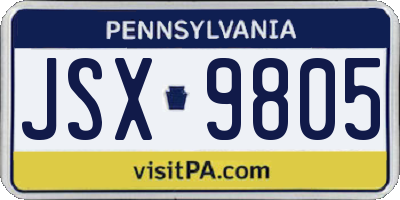 PA license plate JSX9805