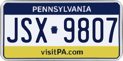 PA license plate JSX9807