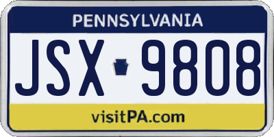 PA license plate JSX9808
