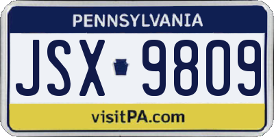 PA license plate JSX9809