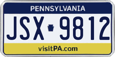PA license plate JSX9812