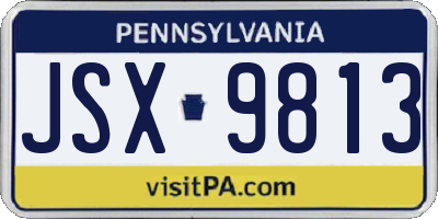 PA license plate JSX9813