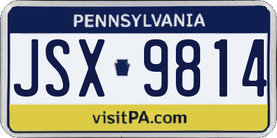 PA license plate JSX9814