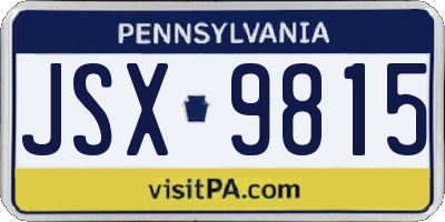 PA license plate JSX9815