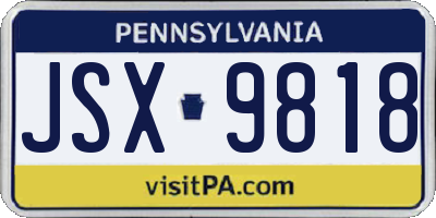 PA license plate JSX9818