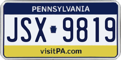 PA license plate JSX9819