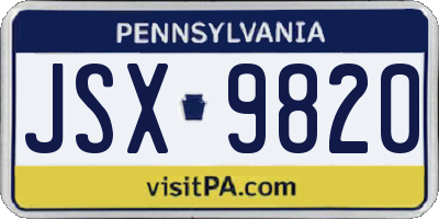 PA license plate JSX9820