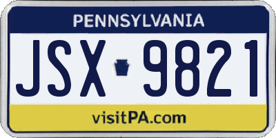 PA license plate JSX9821