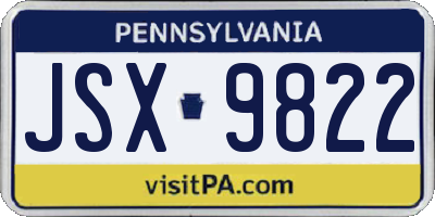 PA license plate JSX9822