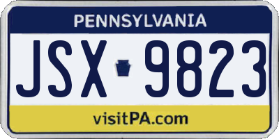 PA license plate JSX9823