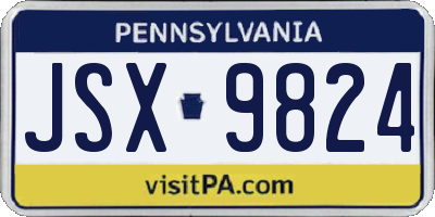 PA license plate JSX9824