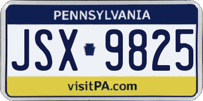 PA license plate JSX9825