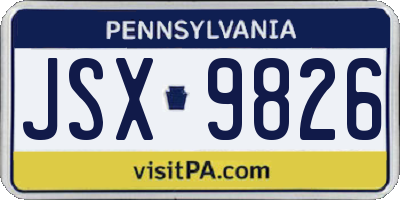 PA license plate JSX9826