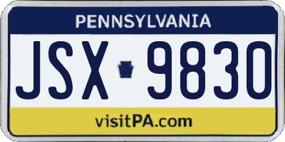 PA license plate JSX9830