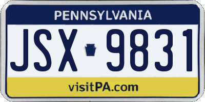 PA license plate JSX9831